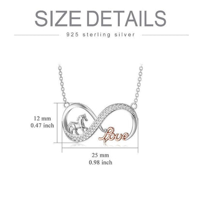 Horse Infinity Love Necklace Sterling Silver Jewelry Gift for Women