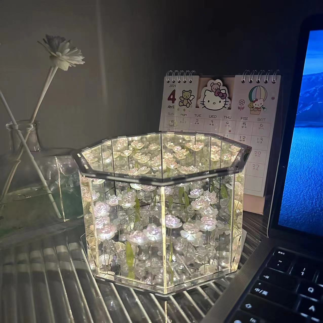 Tulip Rose Night Lamp With Music Box