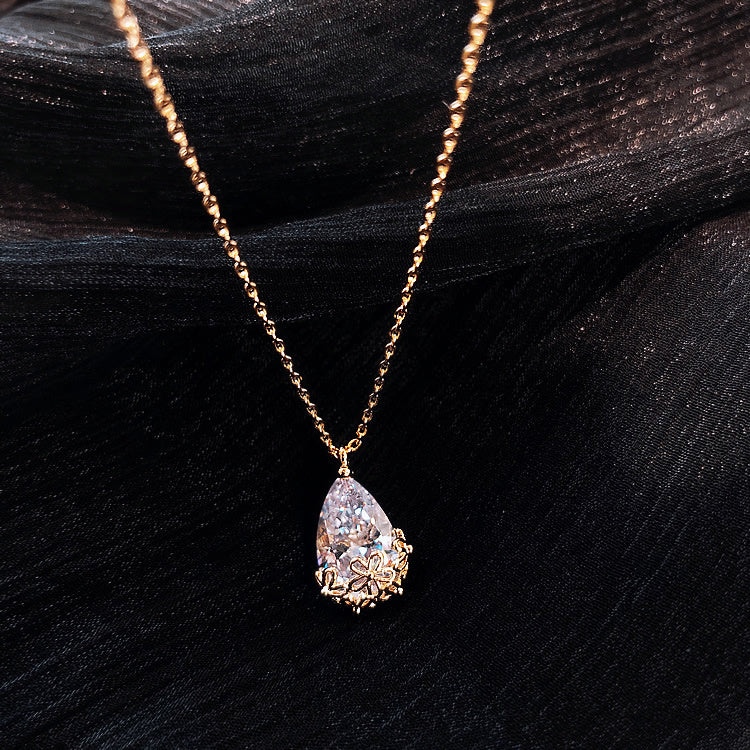 Crystal Water Drop Pendant Necklace Women