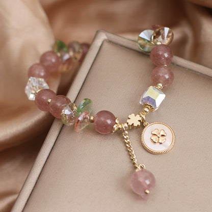 Strawberry Quartz Beaded Bracelet For Women