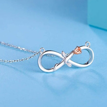 Double Fair Infinity Symbol Rose Necklace