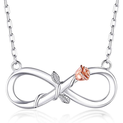 Double Fair Infinity Symbol Rose Necklace