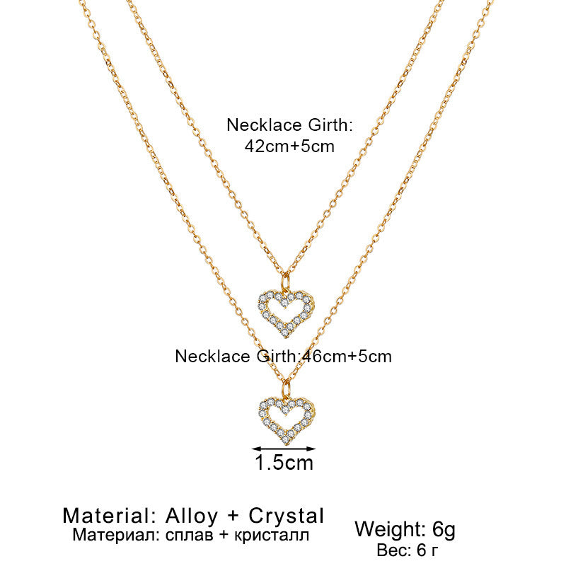 Korean Jewelry World Golden Love Double Pendant Necklace