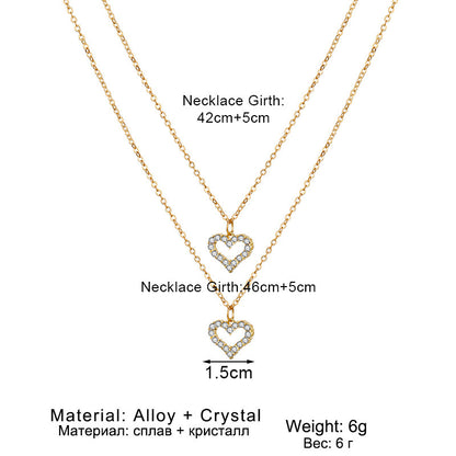 Korean Jewelry World Golden Love Double Pendant Necklace