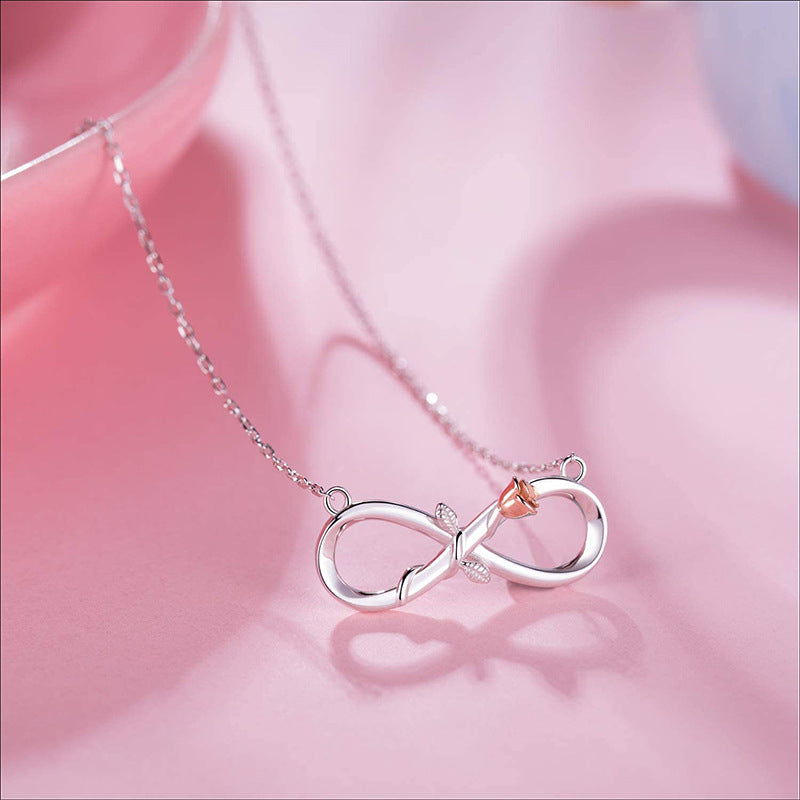 Double Fair Infinity Symbol Rose Necklace