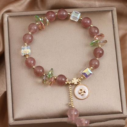 Strawberry Quartz Beaded Bracelet For Women