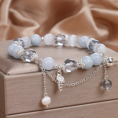 Sweet Aquamarine Beaded Bracelet For Women