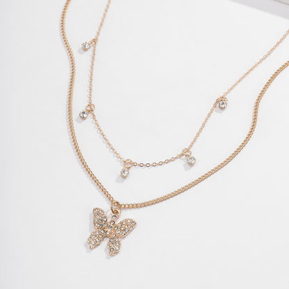 Personalized simple necklace with diamond clavicle necklace