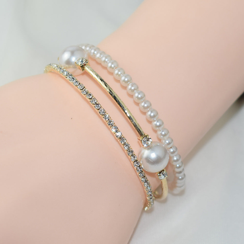 Simple Pearl Rhinestone Bracelet For Women