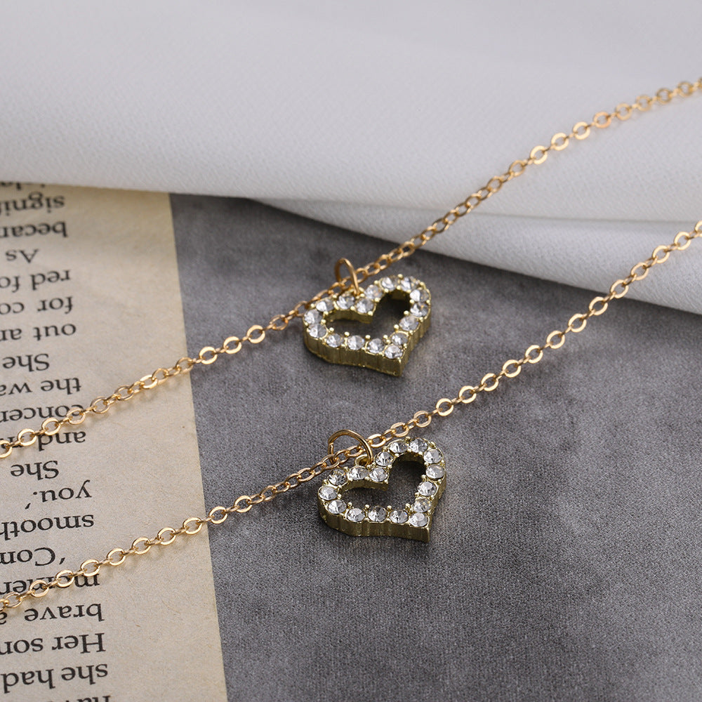 Korean Jewelry World Golden Love Double Pendant Necklace