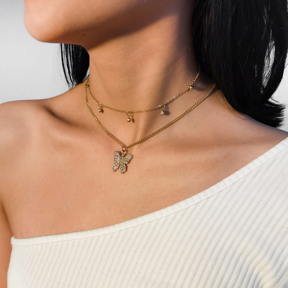 Personalized simple necklace with diamond clavicle necklace