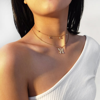 Personalized simple necklace with diamond clavicle necklace