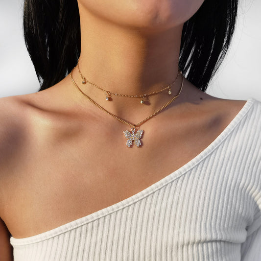 Personalized simple necklace with diamond clavicle necklace