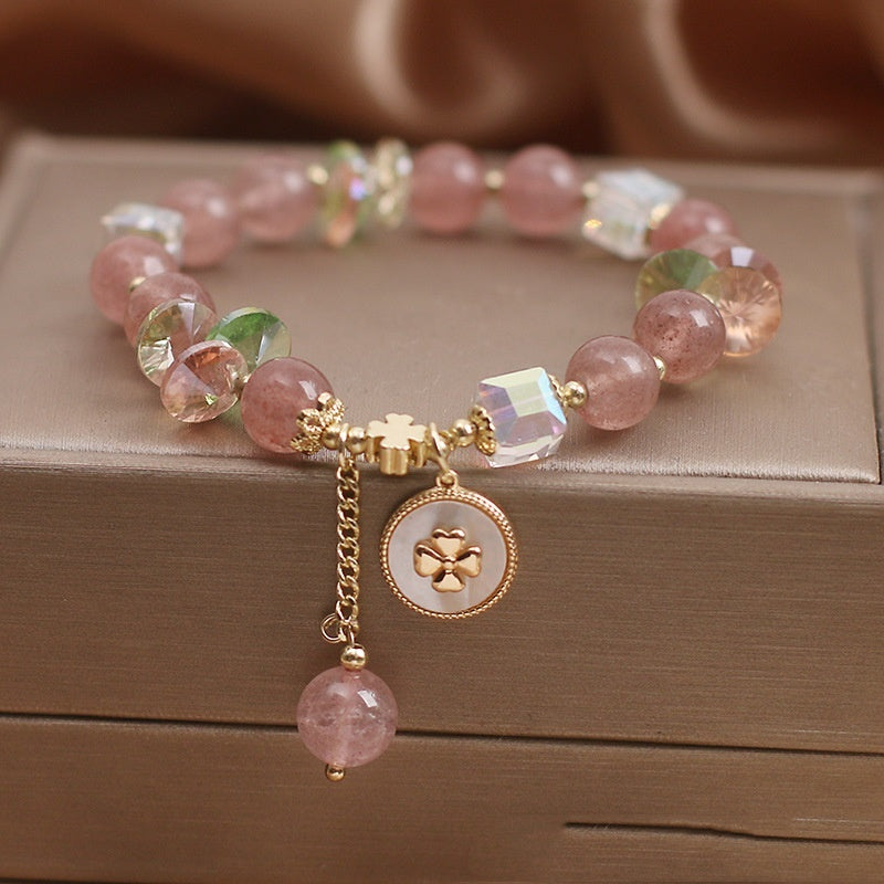 Strawberry Quartz Beaded Bracelet For Women