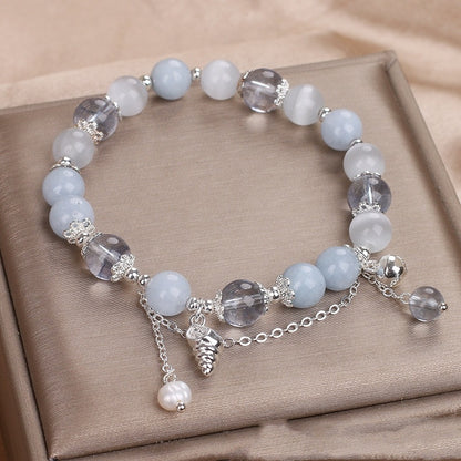 Sweet Aquamarine Beaded Bracelet For Women