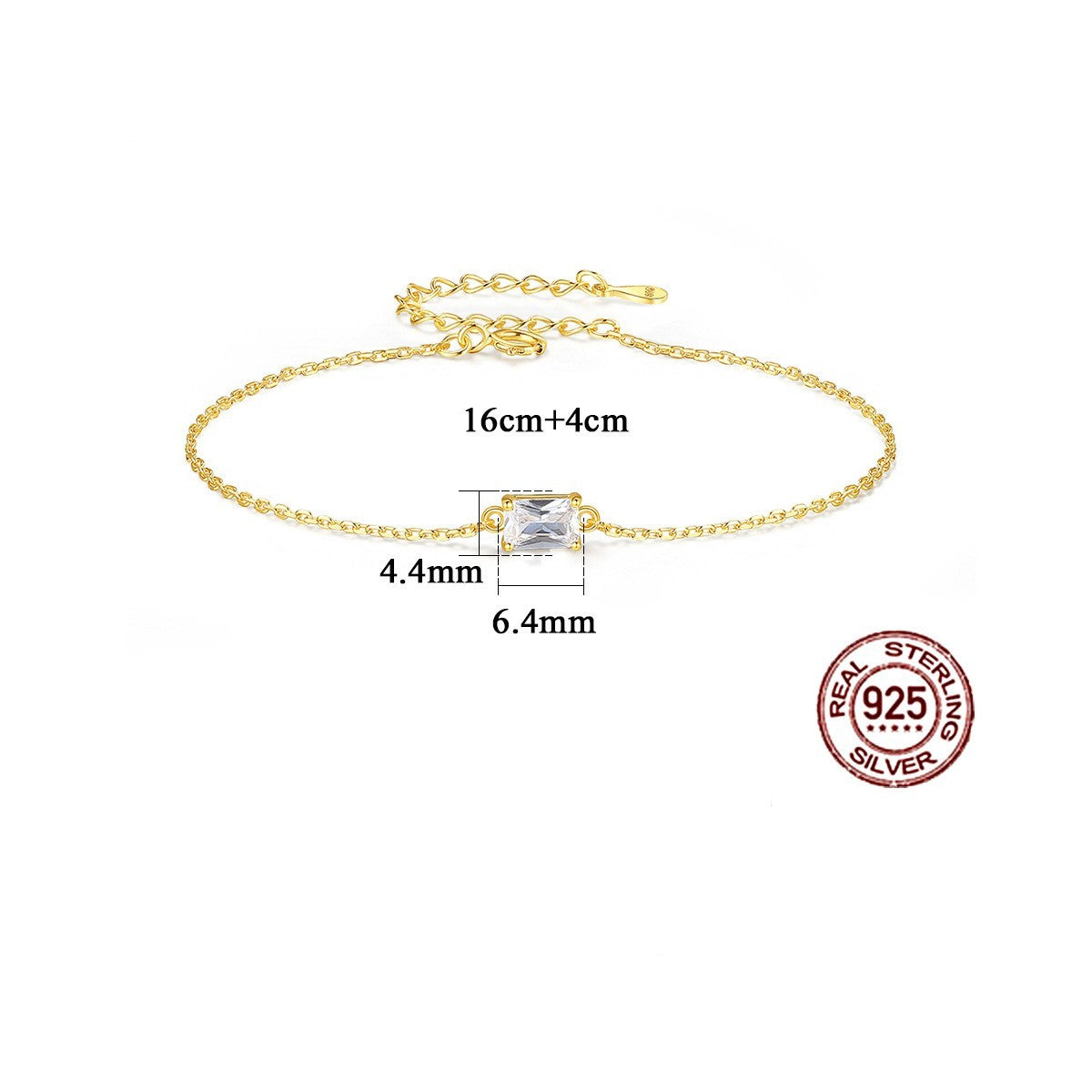 Silver Inlaid Zircon Bracelet Cross Plated 14K Bracelet For Women