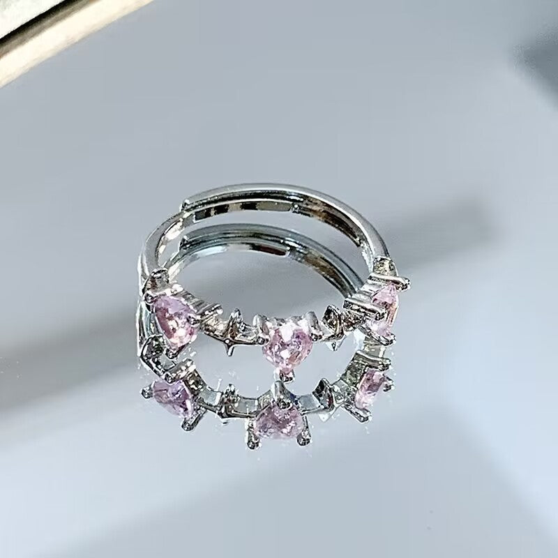 Heart-shaped Zircon Ring For Women