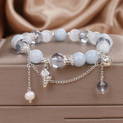 Sweet Aquamarine Beaded Bracelet For Women