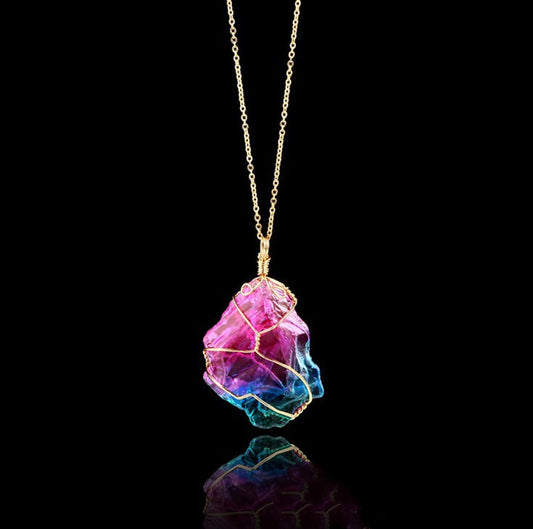 Multi-Color Crystal Pendant Necklace