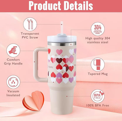 Tumbler With Handle Straw Insulated